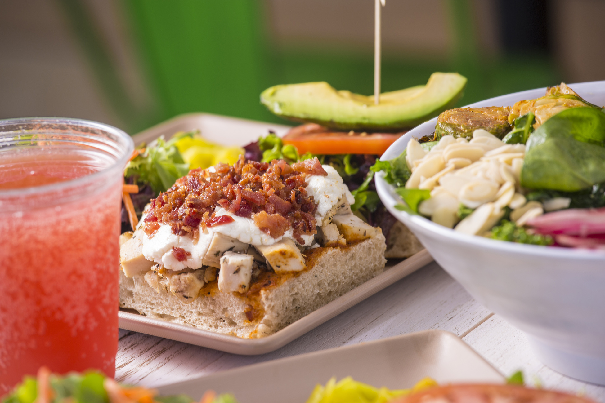 Smoky Chicken Papaya Sandwich, Fork & Salad, Old Towne Orange, CA. 